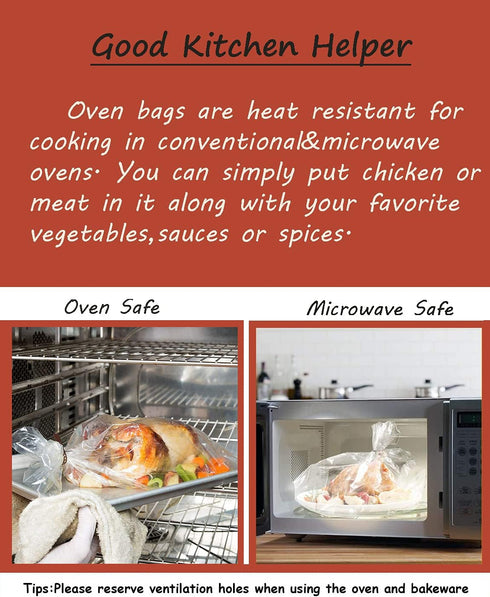 LURULURU 30Oven (30, Roasting Bags for Oven with Ties for Roasting Chicken, Meat & Fish Multi Purpose Food Safe Oven