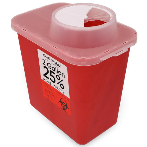Oakridge Products Large 2 Gallon Sharps Container - Home Use and Professional Biohazard Needle Disposal