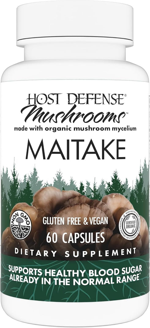Host Defense Maitake Capsules - Immune & Cellular Health Support Supplement with Maitake Mushroom - 60 Capsules