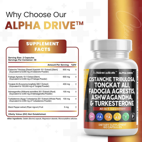 Clean Nutra Cistanche Tribulosa 6000mg, Fadogia Agrestis 600mg, Tongkat Ali 400mg, Turkesterone 2000mg, Ashwagandha
