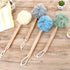 Loofah Back Scrubber for Shower, Wooden Handle Bath Sponge, Soft Nylon Mesh Back Cleaner, Body Brush for Women