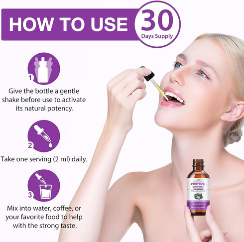 QZFICNJY 10 1 2 Fl.Oz Cortisol Supplements for Women & Men, Cortisol Reducer In Cortisol Detox Liquid Drops