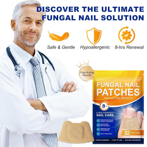 Weluno 32 8-Hour Nail Patches PCS, Toenail Treatment Extra Strength, Overnight Nail Fast Acting Repair Effortless