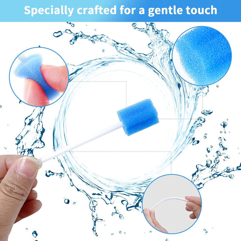 50 Pieces Disposable Oral Swabs, Unflavored Mouth Sponge Sticks for Elderly, Kids, Adults Cleaning