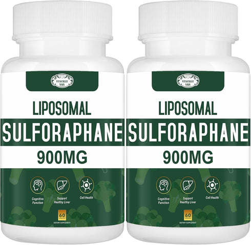 900MG Liposomal Sulforaphane Supplement Broccoli Extract for Antioxidant, Digestion, Cellular Health (120 Capsules)