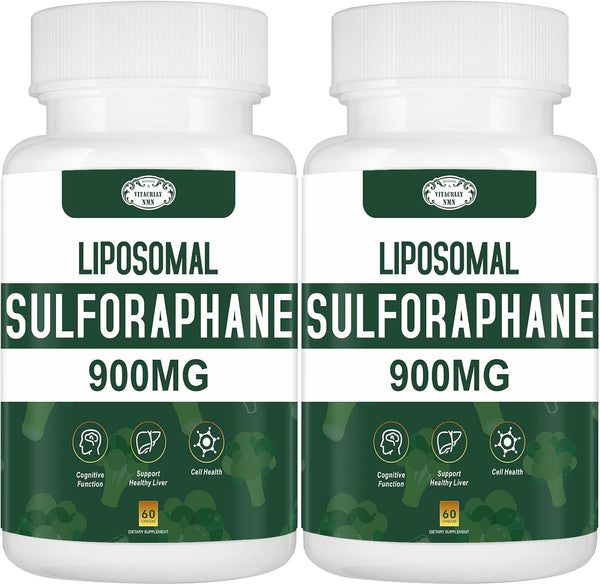 900MG Liposomal Sulforaphane Supplement Broccoli Extract for Antioxidant, Digestion, Cellular Health (120 Capsules)