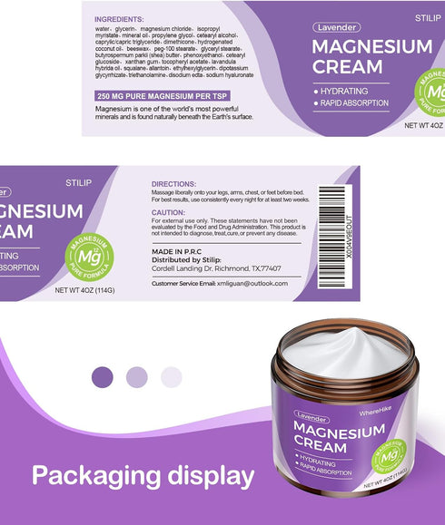 STILIP Natural Topical Magnesium Cream Magnesium Lotion for Nighttime Skin Care, Lightweight Moisturizing Body Cream
