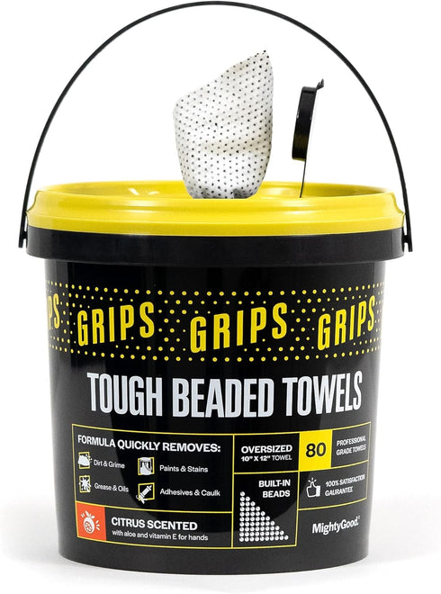 MightyGood GRIPS Beaded Scrubbing Towels - 1 Pack, 80 Extra-Large 10"x12" Heavy Duty Wet Towels