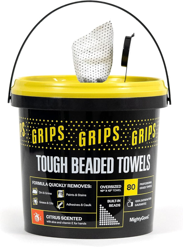 MightyGood GRIPS Beaded Scrubbing Towels - 1 Pack, 80 Extra-Large 10"x12" Heavy Duty Wet Towels