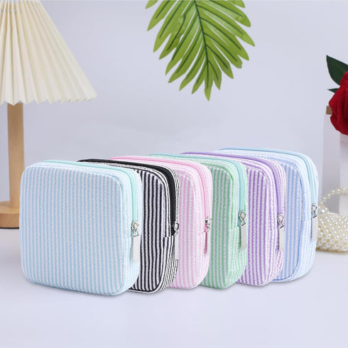 Teircno Period Bag for Teen Girls | Striped Sanitary Napkin Storage Bag | Cute Pads Pouch for Period | Menstrual Pouch