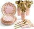 HOMIX Pink and Gold Party Supplies, Disposable 175Pcs Gold Dots on Pink Paper