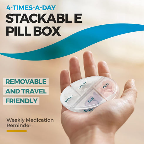 Pack 2 7 MEDca Weekly Pill Organizer, of Dispensers, Stackable Compartments Four Times-a-Day - Morning, Noon, Evening