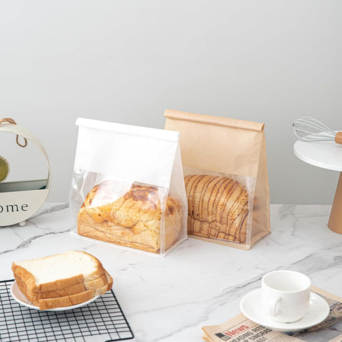 Roppolo 50 8.6 Inch Packing Pcs Bread Bags with Tin Tie, Large Loaf Bags Made Of Brown Cotton Paper, Storage Bag
