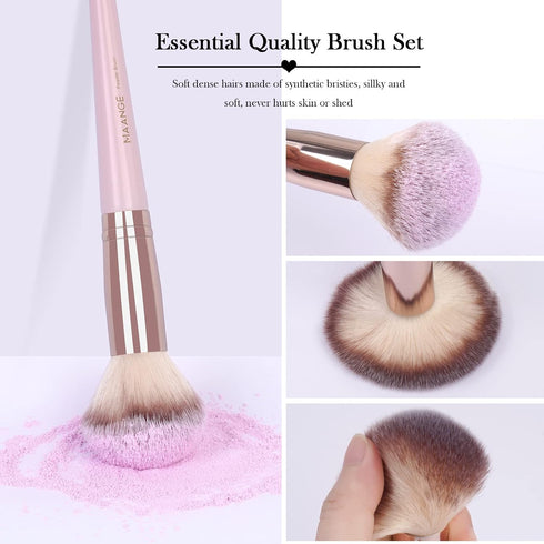 Makeup Brushes, 18 Pcs Professional Synthetic Brush Set with Case, Travel Makeup Brushes (Pink Gold)