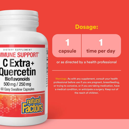 Immune 90 (90 Natural Factors C Extra + Quercetin Bioflavonoids - Antioxidant Supplement for Health - Vitamin C