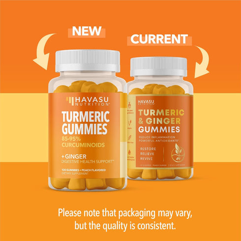 Turmeric and Ginger Gummies for Adults - 60 Vegan Gummies in Peach Flavor for Immune Support and Joint Health