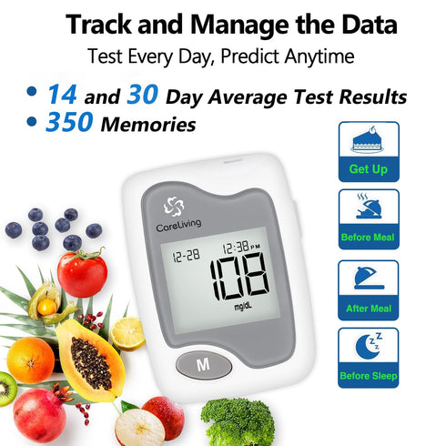 BGM101 Blood Glucose Monitor Kit, 100 Test Strips, 100 Lancets, 1 Meter, Diabetes Testing Kit, Portable Glucometer Kit