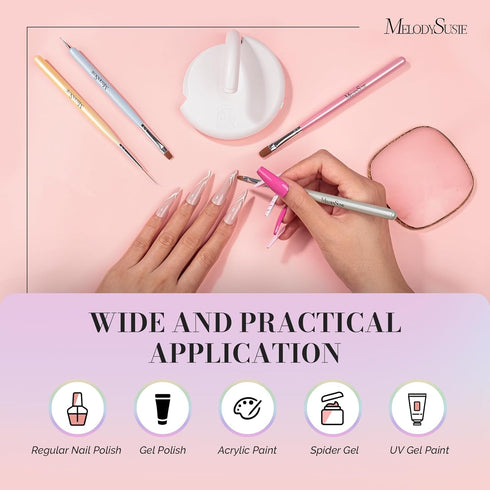 MelodySusie Nail Art Brushes Set, 6pcs Design Pen Painting Tools with Extension Gel Brush, Polish Brush for DIY