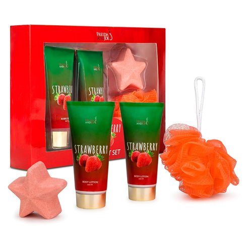 Luxurious Strawberry Bath and Body Gift Set for Women - Complete Body Skincare Collection, Irresistible Strawberry Scent