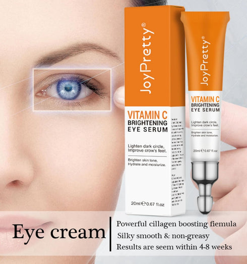 JoyPretty New Vitamin C Eye Serum, Anti-Aging Eye Cream with Niacinamide and Hyaluronic Acid for Dark Circles Puffiness