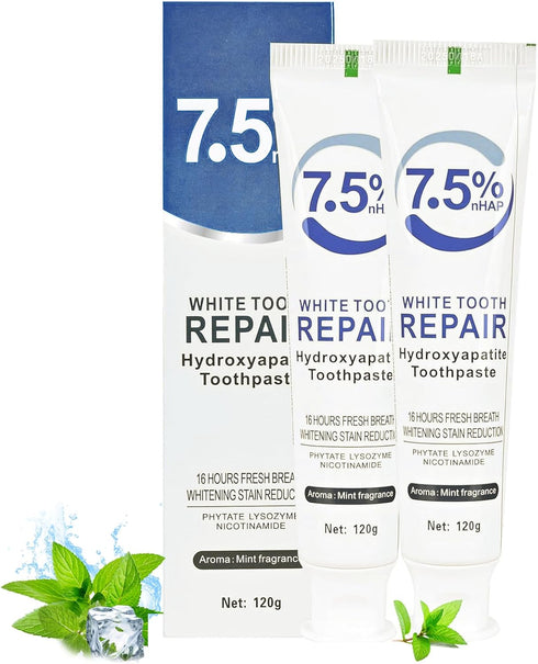 waiwekon 2 Pack Toothpastes,7.5% Toothpaste for Enamel Protection and Tooth Strengthening, Gentle Mint,