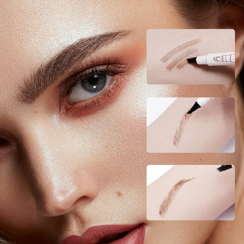 Music Flower Liquid Eyebrow Pen - Waterproof Brow Pencil with Micro-Fork Tip, Smudgeproof, Reddish Brown