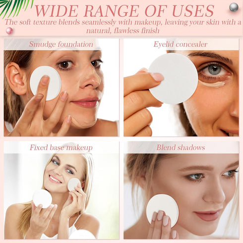 20 Pcs White Makeup Sponge with Acrylic Container, Round Powder Puff Cosmetic Blender for Wet and Dry Dual Use