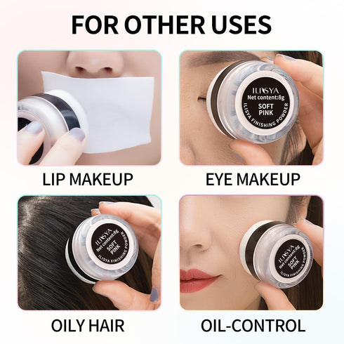 Lightweight Setting Powder - Loose Finishing Powder with Soft Mushroom Puff & Mirror, Waterproof Matte Finish, 0.28 Oz