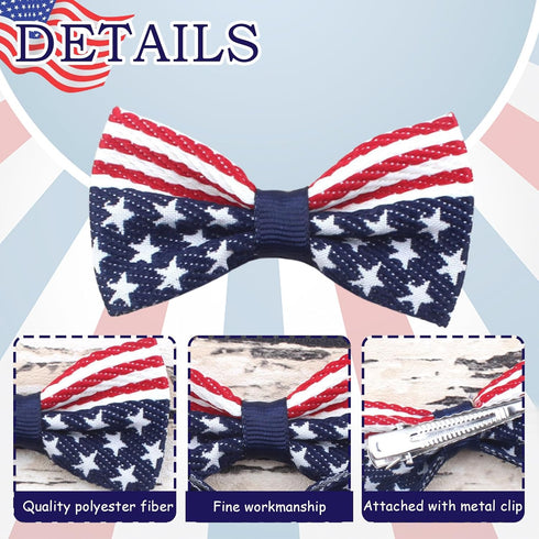 Independence Day Hair Clips, 2Pcs American Flag Hair Bow Clips for Baby Girls, 4th of July Accessories