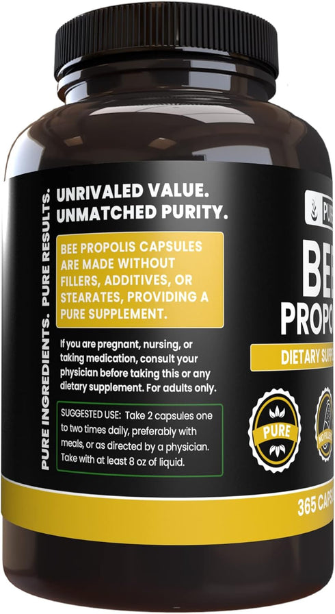 Pure Original Ingredients Bee Propolis: 365 Capsules, Always Pure, Lab Verified