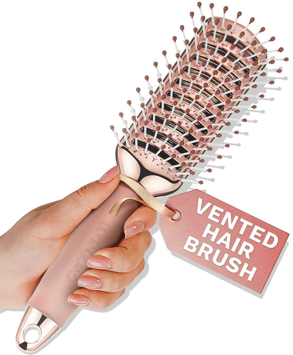 Lily England Vented Hair Brush for Blow Drying, Easy Detangling Hairbrush for Women, Rose Gold