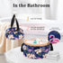 Large Barrel Drawstring Makeup Bag, Portable Cosmetic Organizer for Travel Accessories and Hair Products (Flamingo Dark