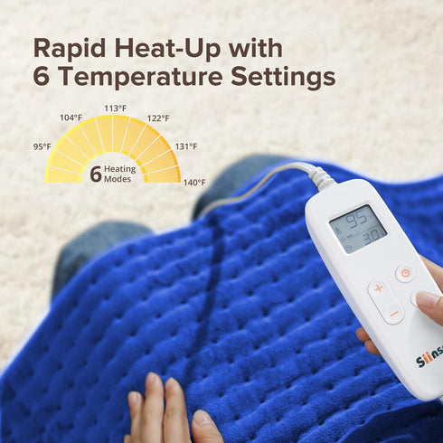 Heating Pad for Back Pain Relief, XXXL Electric Heating Pad 33'' x 17'' for Neck & Shoulder Cramps, 6 InstaHeat Settings