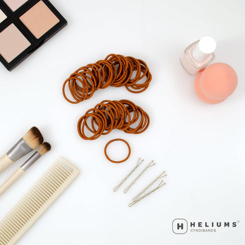 Heliums Small Hair Ties - Copper No Damage Mini 1 Inch Reusable Elastics for Thin Hair, 48 Count