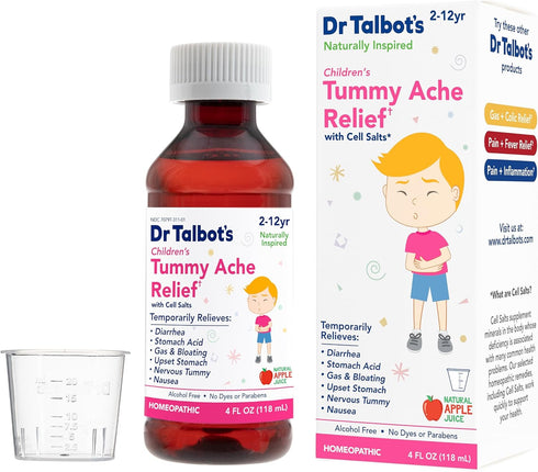 Dr. Talbot's Tummy Ache Relief Liquid Medicine - 4 Fl Oz Naturally Inspired for Children, Apple Juice Flavor, Dosage Cup