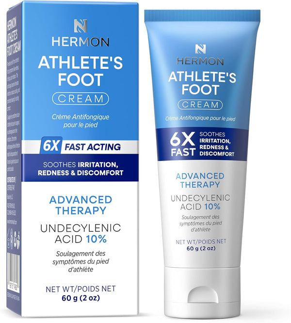 Hermon Athletes Foot Treatment Cream Extra Strength Antifungal for Cracked Heels, Dry