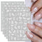 JMEOWIO 12 Sheets Spring White Flower Nail Art Stickers Decals for Summer Nail Design