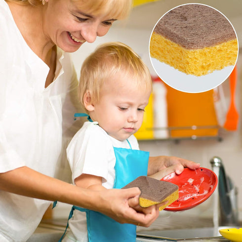 10PCS Natural Sponges for Dishes, Biodegradable Eco Friendly Non-Scratch Kitchen Cleaning Sponges