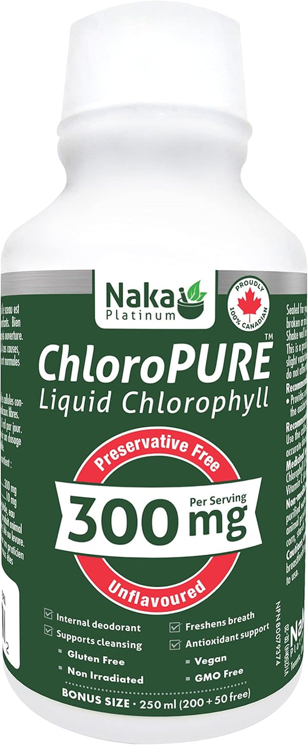 Naka Platinum ChloroPURE Liquid Chlorophyll 300 mg per 15 ml Serving - Antioxidant Protection & Supports Cleansing -