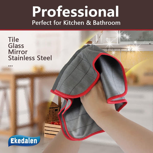 Carbon Cloth Lint Free Glass Cleaning Cloth, Streak Free Microfiber Rag for Window Polishing, Pack of 6, 16"x12"