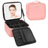 Relavel Travel Makeup Bag with LED Mirror, Waterproof Cosmetic Train Case with Adjustable Brightness, Pink