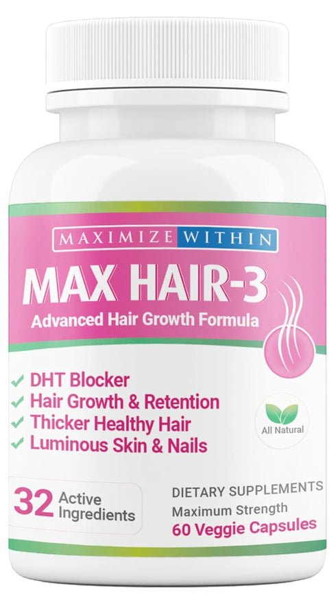 Maximum Slim Max Hair-3 Advanced Hair Growth Formula for Longer, Stronger Hair - Biotin, Keratin, Bamboo
