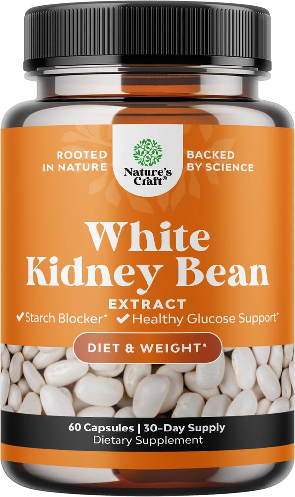 Natural White Kidney Bean Extract - Energy Booster AMPK Activator, Antioxidant Capsules for Digestive Health