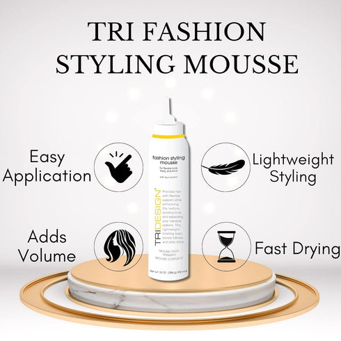 TRI Fashion Styling Mousse - 10 Ounce for Wavy Hair, Volumizing & Taming Curls
