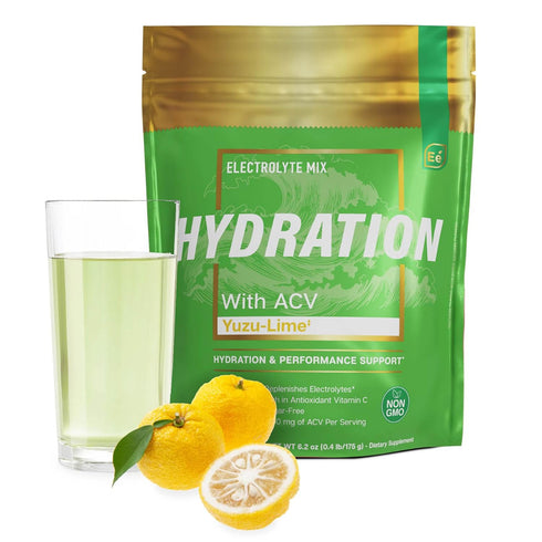 Essential Elements Hydration Packets, Yuzu Lime Pack, Sugar Free Electrolytes Powder, 25 Stick Packs
