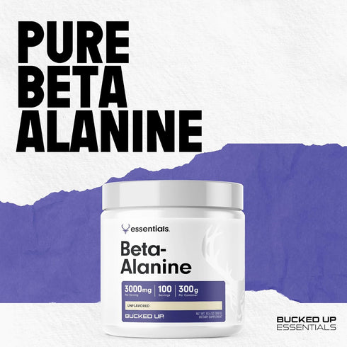 Bucked Up Beta Alanine Powder, 300mg, Non-GMO, Gluten-Free, Unflavored (100 Servings)