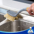 Pack 2 MR.SIGA Dish Brush with Long Bamboo Handle Built-in Scraper, Scrub Brush for Pans, Pots, Kitchen Sink Cleaning