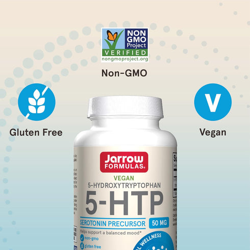 Jarrow Formulas 5-HTP, 90 Veggie Caps, Supports Melatonin Production & Serotonin Synthesis, Mental Health & Sleep