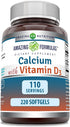 Amazing Formulas Calcium with Vitamin D3, 220 Softgels Supplement, Non-GMO, Gluten Free