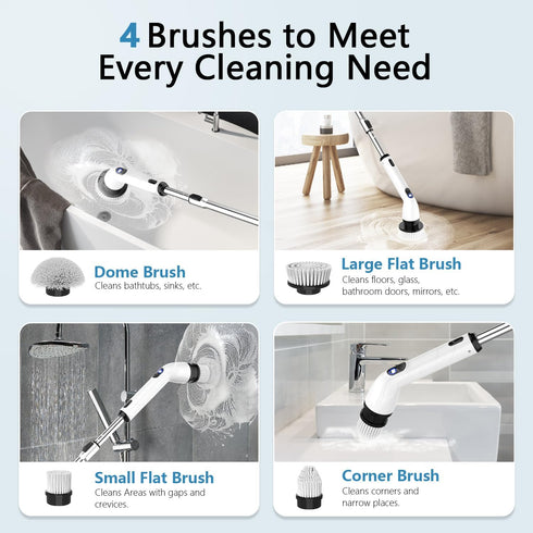 Electric Spin Scrubber, 2024 New Full-Body Waterproof Bathroom Scrubber with Power LCD Display